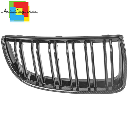 FRONT MUSTACHE GRILLE 3 SERIES E90 E91 UP TO 2008 GLOSSY CARBON LOOK DOUBLE KIDNEY NEWS