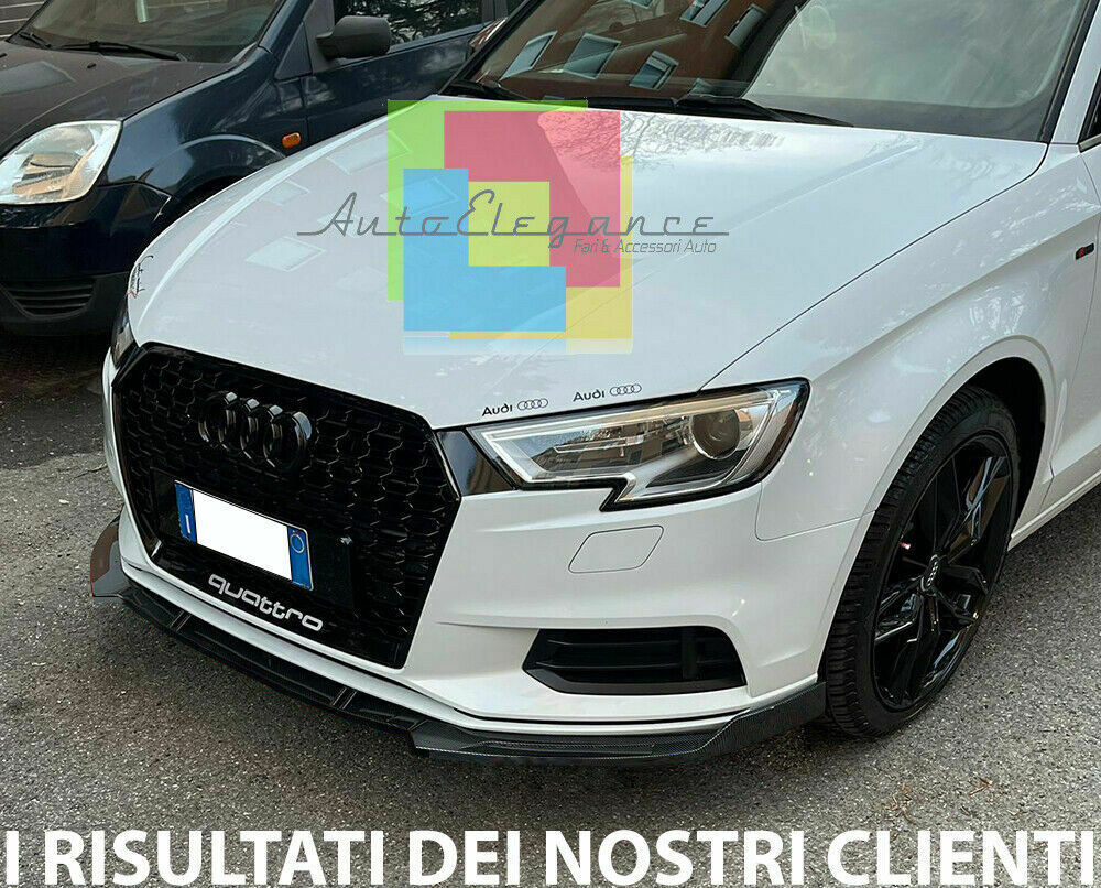 0050 AUDI A3 8V LIFT SOTTO PARAURTI ANTERIORE CARBONIO RS3 DESIGN SPLITTER LAMA AUTOELEGANCERICAMBI