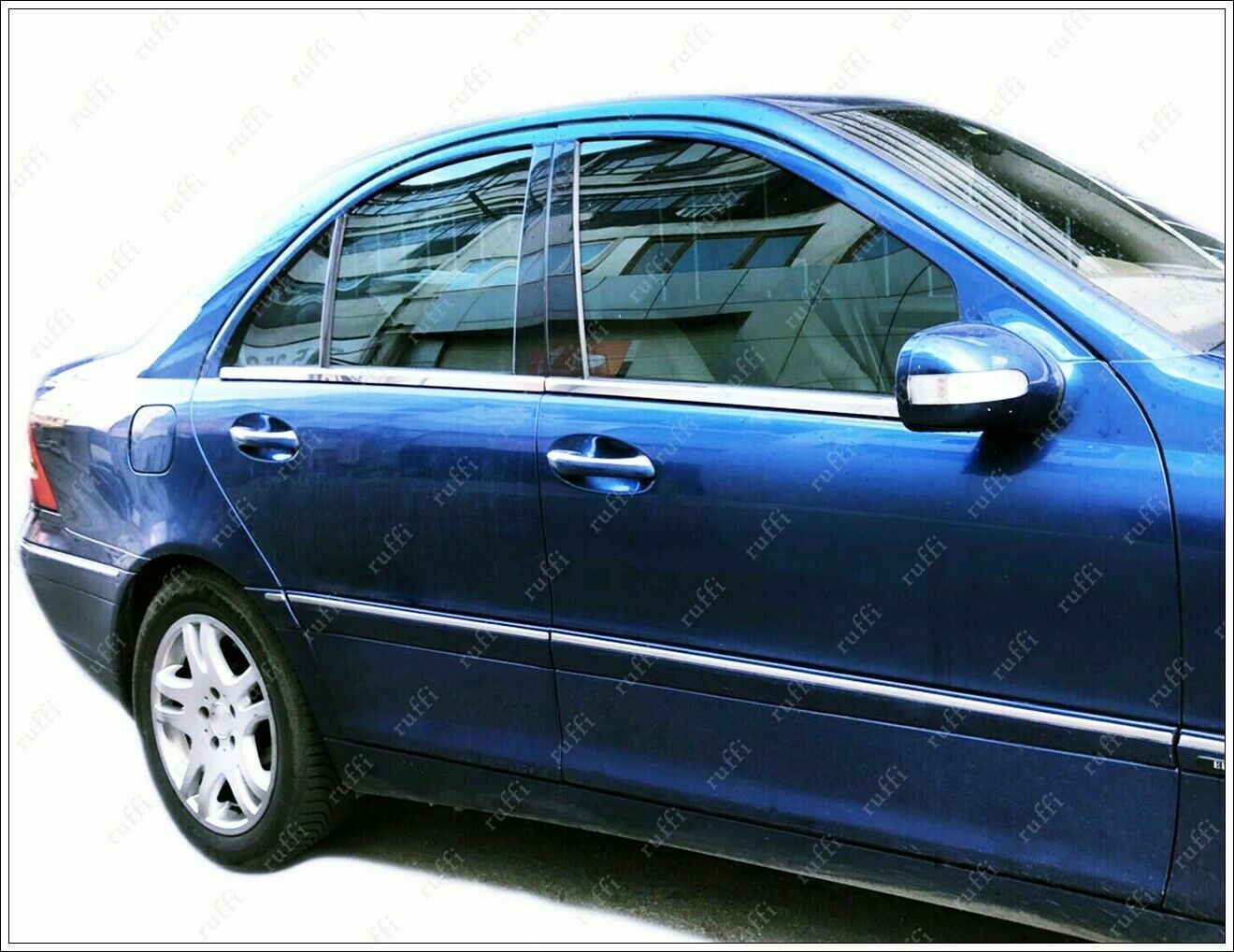 CROMATURA CORNICI FINESTRINI 4PZ MERCEDES C W203 2000-2007 INOX ADESIVO 0032 AUTOELEGANCERICAMBI