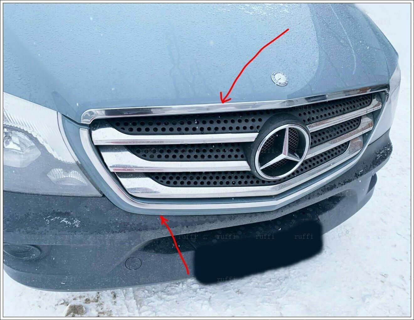 CROMATURA GRIGLIA FRONTALE 7PZ MERCEDES SPRINTER W906 2013+ INOX ADESIVO 0032 AUTOELEGANCERICAMBI