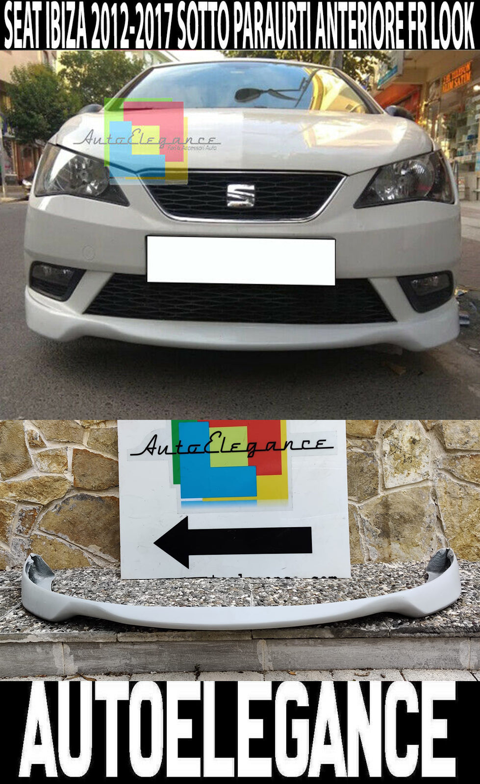 SEAT IBIZA 6J 2012-2017 FRONT BUMPER SPOILER ABS LOOK FR