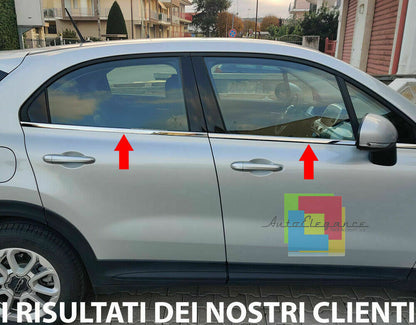 CORNICE FINESTRINI CROMATA FIAT 500X 2014+ MODANATURE ADESIVE ACCIAIO INOX 0032 AUTOELEGANCERICAMBI