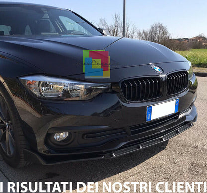0104 BMW SERIE 3 F30 F31 2011+ SPLITTER PARAURTI ANTERIORE NERO LUCIDO LOOK RS AUTOELEGANCERICAMBI