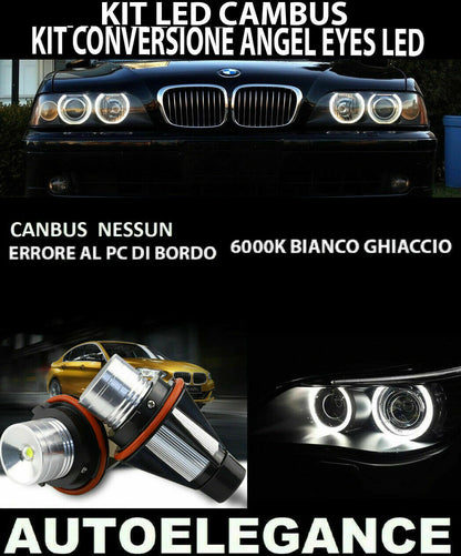 BMW SERIE 5 E39 2001-2003 KIT ANGEL EYES LED 10W LED NO ERRORE CAMBUS 0032 AUTOELEGANCERICAMBI