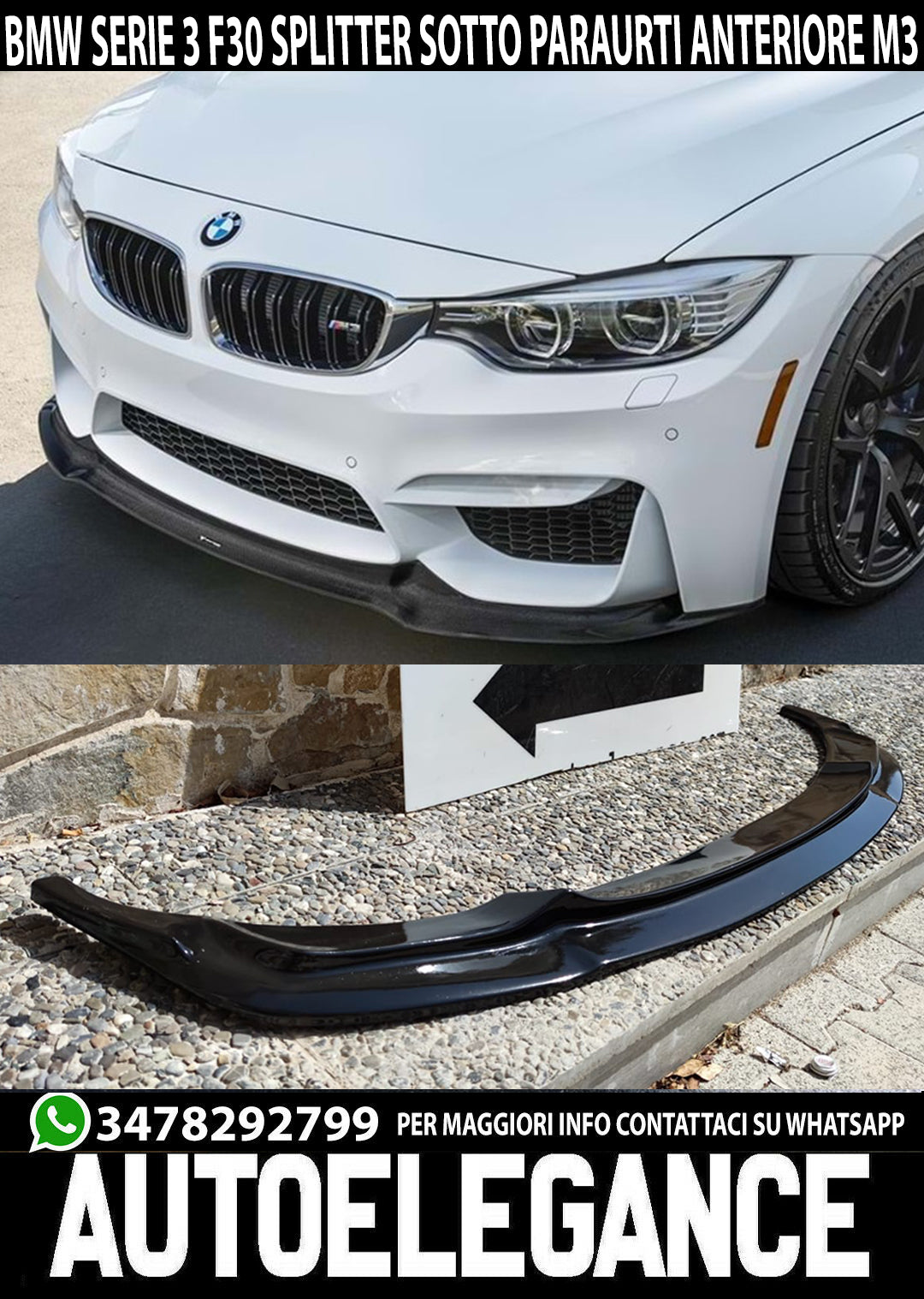 SPOILER PER BMW 3 F30 F31 SOTTO PARAURTI ANTERIORE SPORTIVO PARAURTI M3 EVO