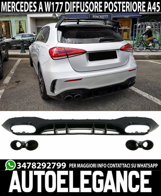 MERCEDES A-CLASS W177 2018+ REAR DIFFUSER UNDER BUMPER AMG TIPPER