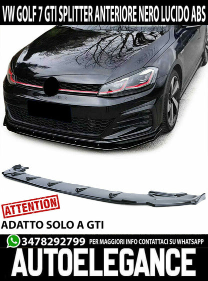 LIP UNDER FRONT BUMPER VW GOLF 7 / 7.5 GTI 2012-2019 ABS BLACK SPLITTER