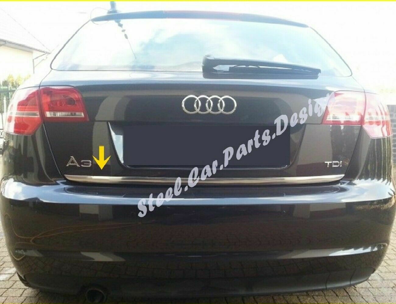 CROMATURA BAGAGLIAIO AUDI A3 8P1 8P7 2003-2012 ACCIAIO INOX ADESIVO 0032 AUTOELEGANCERICAMBI