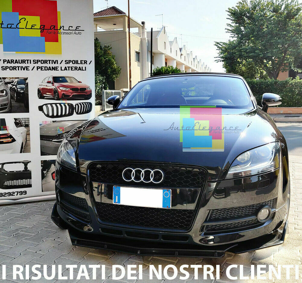 0222 AUDI TT 8J 2006-2014 SPLITTER PARAURTI ANTERIORE NERO LUCIDO LOOK RS AUTOELEGANCERICAMBI