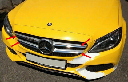 CROMATURA GRIGLIA FRONTALE 4PZ MERCEDES C W205 S205 2013+ INOX ADESIVO 0032 AUTOELEGANCERICAMBI