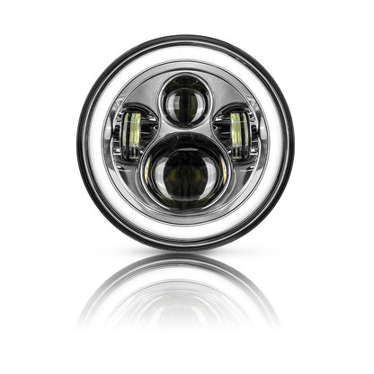 FARO ANTERIORE MOTO HONDA YAMAHA HARLEY LENTICOLARE LED 7 POLLICI H4 CROMATO