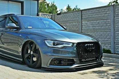 AUDI A6 4G C7 FRONT BUMPER SPLITTER GLOSSY BLACK BLADE