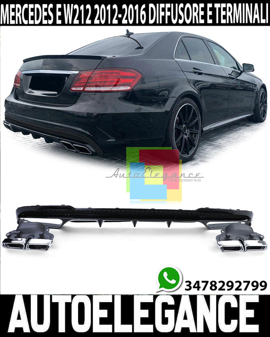 MERCEDES E-CLASS W212 2013-2016 BLACK ABS DIFFUSER AND CHROME TIPPER AMG