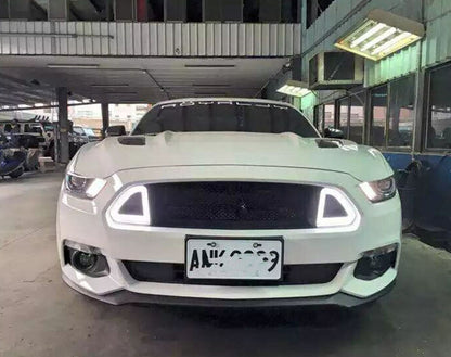 MASCHERINA FORD MUSTANG 2015-2017 GRIGLIA ANTERIORE NERA NIDO D'APE CON LED