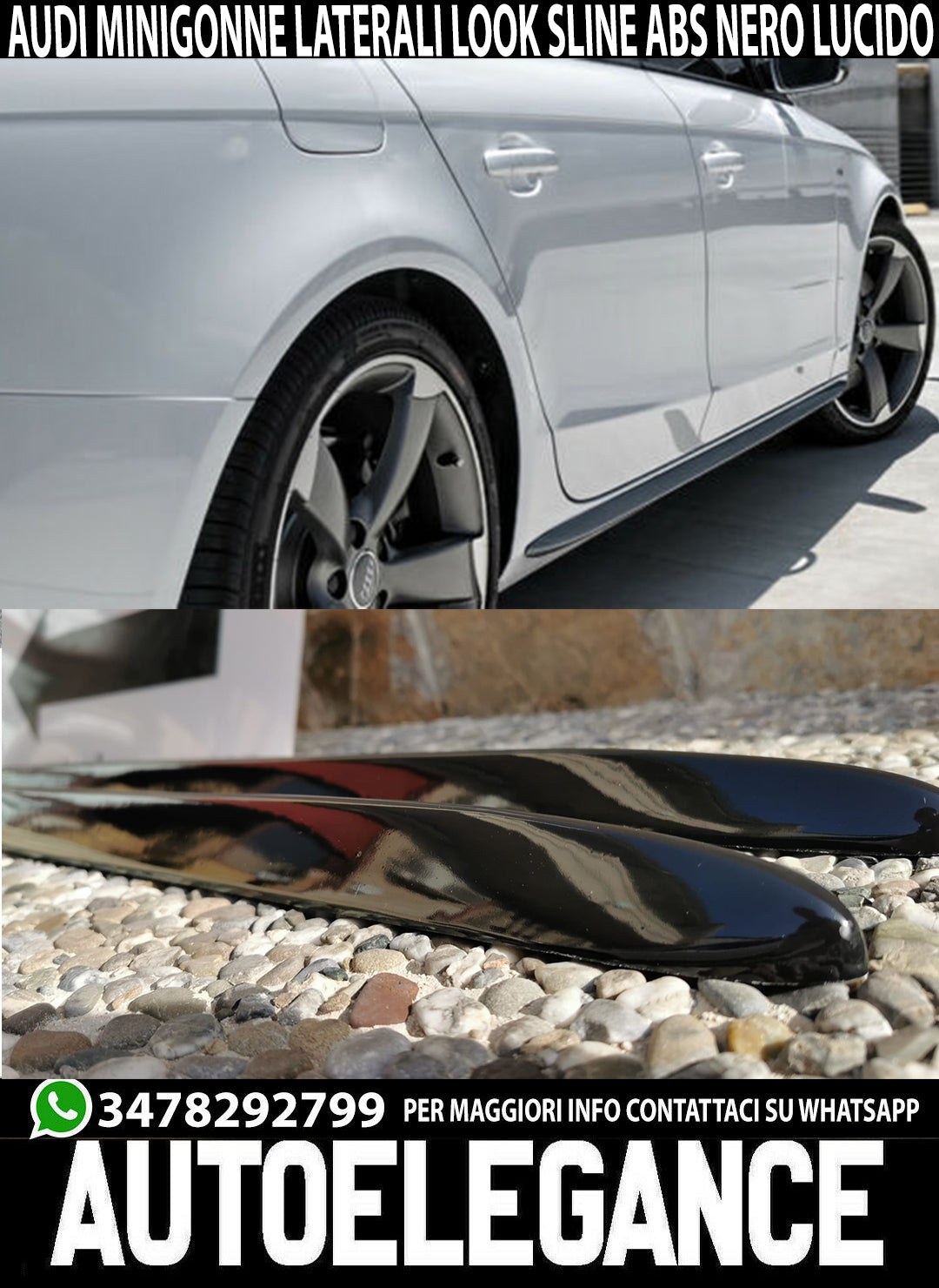 SIDE SKIRTS AUDI A6 C7 4G AVANT SEDAN SLINE S4 RS4 ABS GLOSSY BLACK