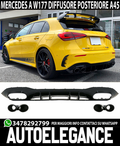 MERCEDES A-CLASS W177 2018+ REAR DIFFUSER UNDER BUMPER AMG TIPPER A45s