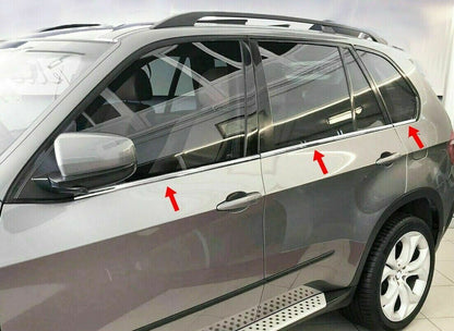 CROMATURA CORNICI FINESTRINI 6PZ BMW X5 E70 2006-2013 INOX ADESIVO 0032 AUTOELEGANCERICAMBI