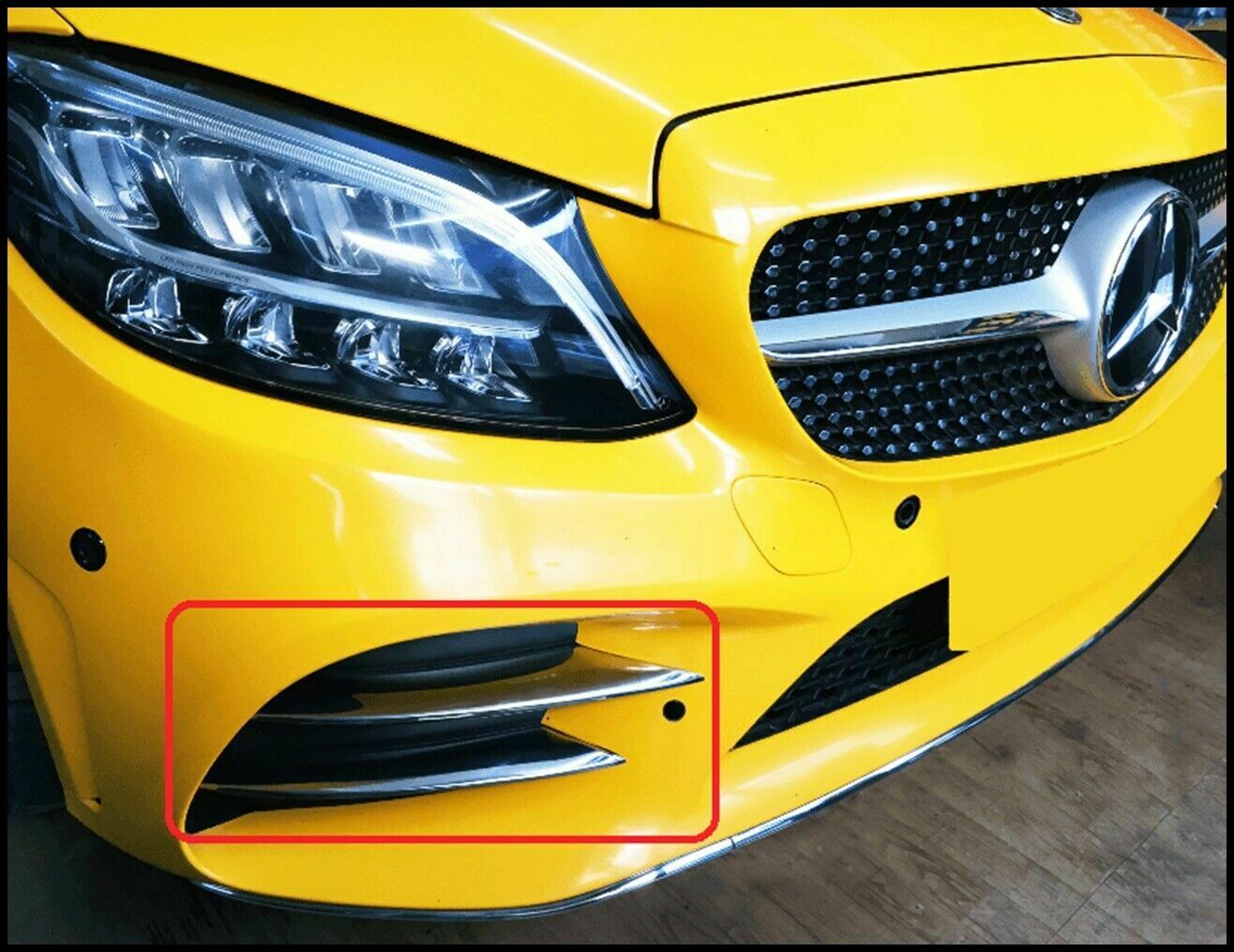 CROMATURA GRIGLIA FENDINEBBIA 4PZ MERCEDES C W205 AMG ACCIAIO INOX ADESIVO 0032 AUTOELEGANCERICAMBI