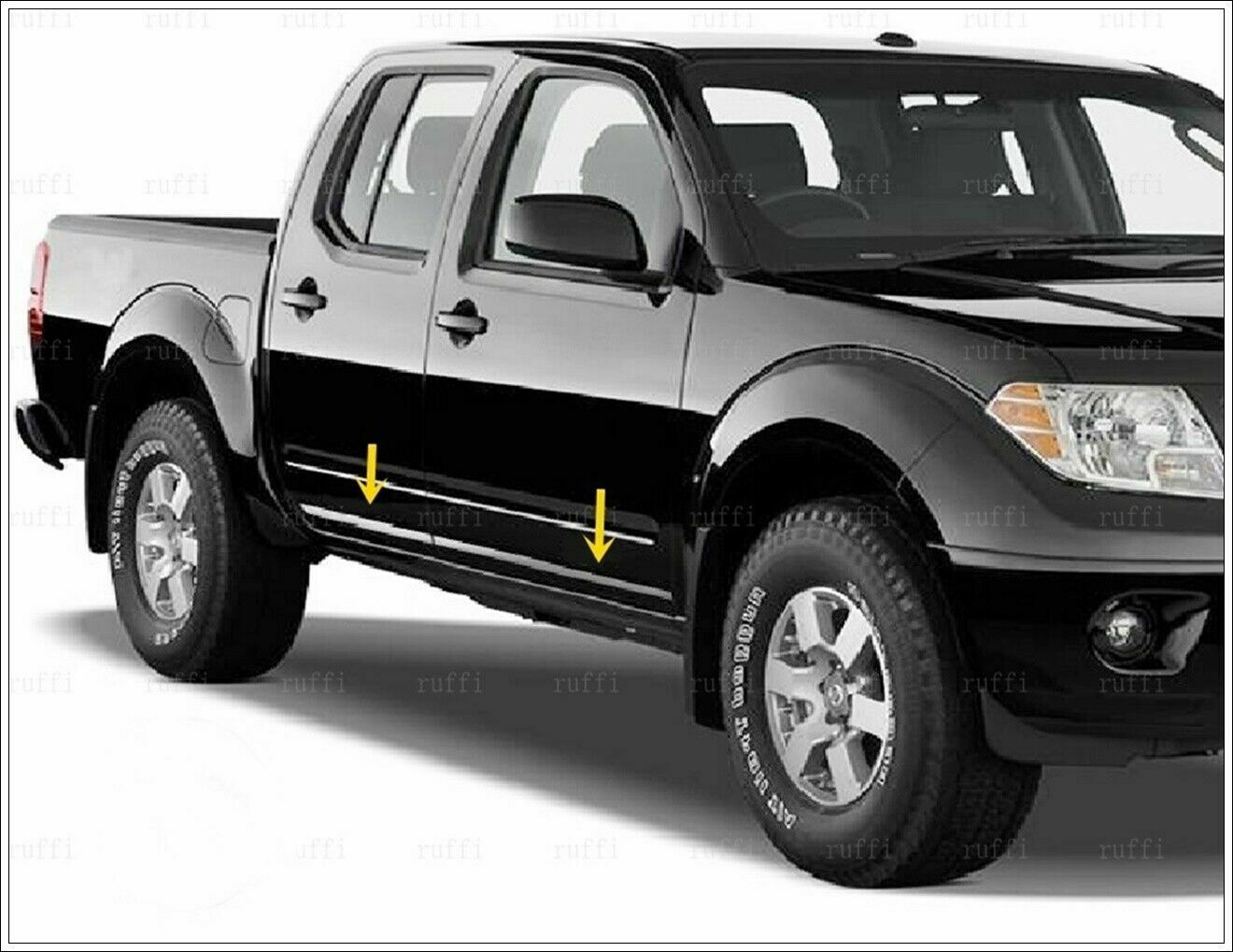 CROMATURA FASCE LATERALI PORTIERE 4PZ NISSAN NAVARA NP300 D40 INOX ADESIVO 0032 AUTOELEGANCERICAMBI