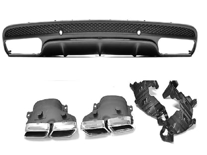 MERCEDES CLASSE C W205 S205 DIFFUSORE NERO SOTTO PARAURTI POSTERIORE + TERMINALI
