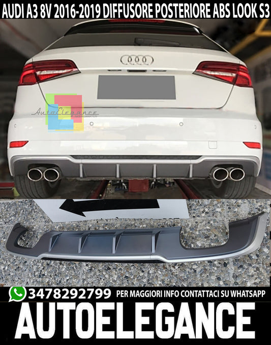 SOTTO PARAURTI AUDI A3 8V SPORTBACK 2016-2019 STANDARD RESTYLING DIFFUSORE S3