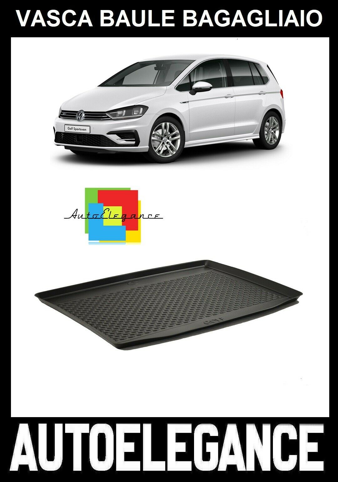 TRUNK LINER RUBBER CARPET SUPERGRIP VW GOLF SPORTSVAN 2014+ -AT-