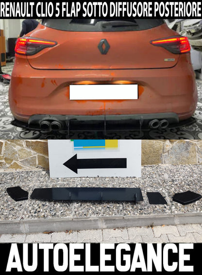 RENAULT CLIO 5 V 2019+ FLAP SOTTO DIFFUSORE POSTERIORE ABS NERO SPOILER