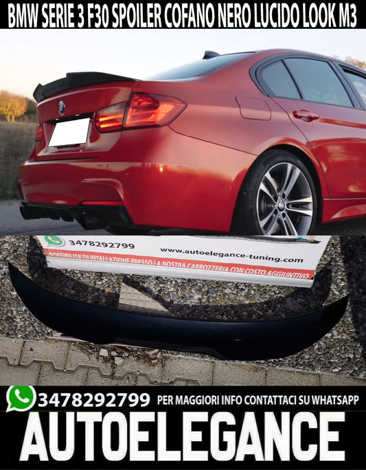 SPOILER POSTERIORE COFANO M3 ADATTO A BMW SERIE 3 F30 BERLINA NERO LUCIDO 0004