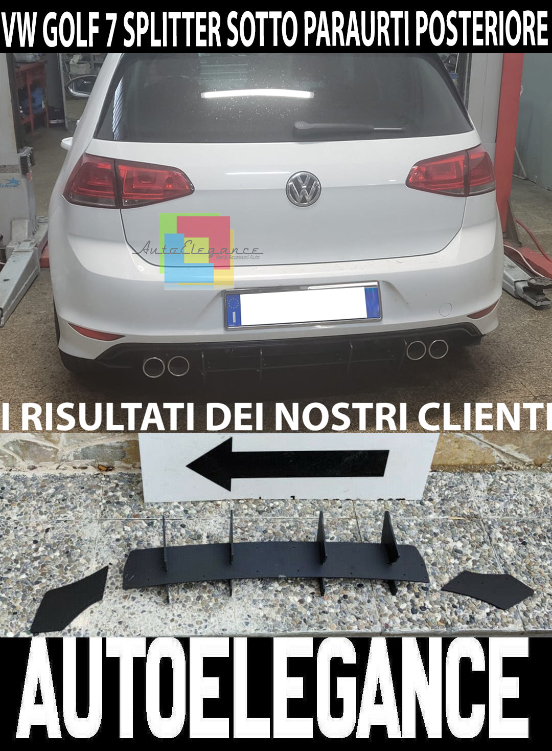 VW GOLF 7 VII FLAPS SOTTO POSTERIORE SOTTO PARAURTI R IN ABS SPOILER SPLITTER