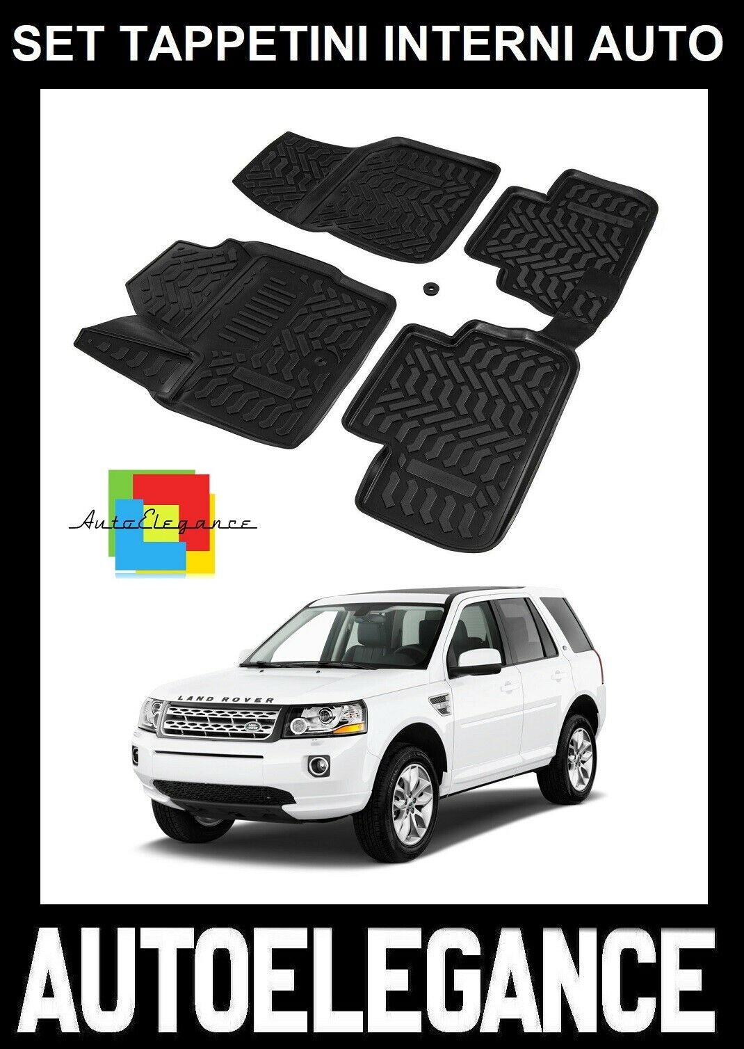 CUSTOM RUBBER CAR INTERIOR MATS SET LAND ROVER FREELANDER 2 06-17 -AT-