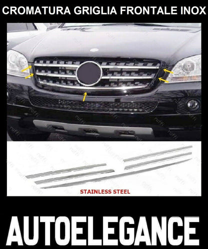 CROMATURA GRIGLIA FRONTALE 5PZ MERCEDES ML W165 2005-2011 INOX ADESIVO 0032 AUTOELEGANCERICAMBI