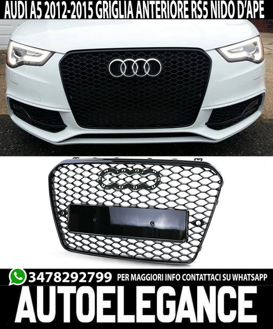 AUDI A5 2012-2015 GRIGLIA ANTERIORE CALANDRA RS5 NIDO D'APE NERA AUTOELEGANCERICAMBI