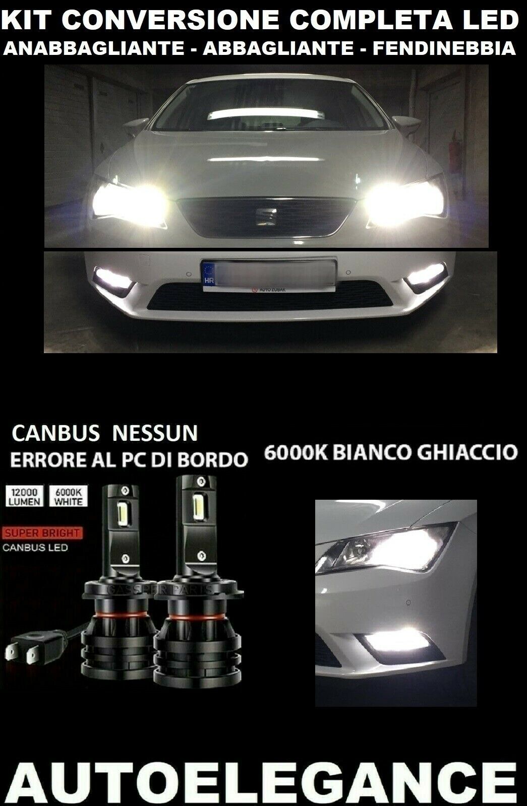 SEAT LEON 5F LOW BEAM HEADLIGHTS HIGH BEAM FOG LIGHTS LED 16.000LM 0032