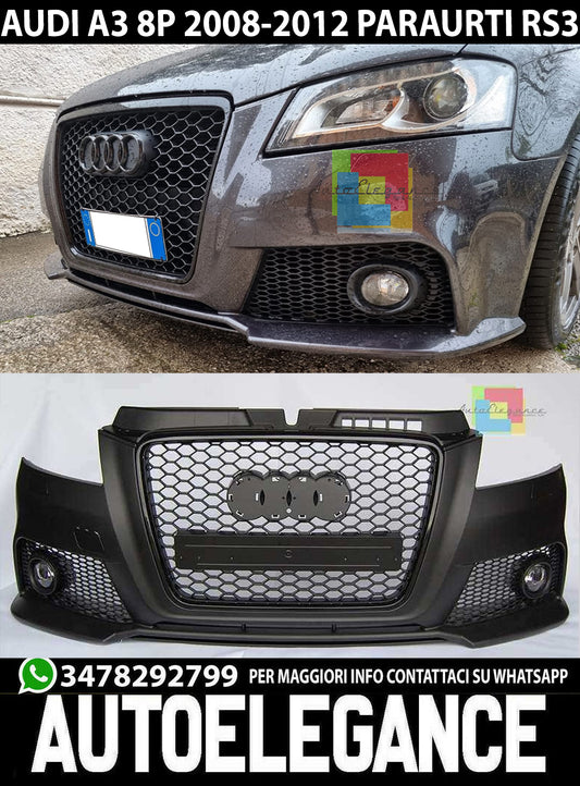 AUDI A3 8P 2008-2012 FACELIFT PARAURTI ANTERIORE ABS DESIGN RS3 AUTOELEGANCERICAMBI