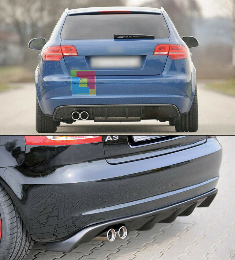 AUDI A3 8P DIFFUSORE POSTERIORE CON TERMINALI CROMATI E SPOILER TETTO RS3 LOOK AUTOELEGANCERICAMBI