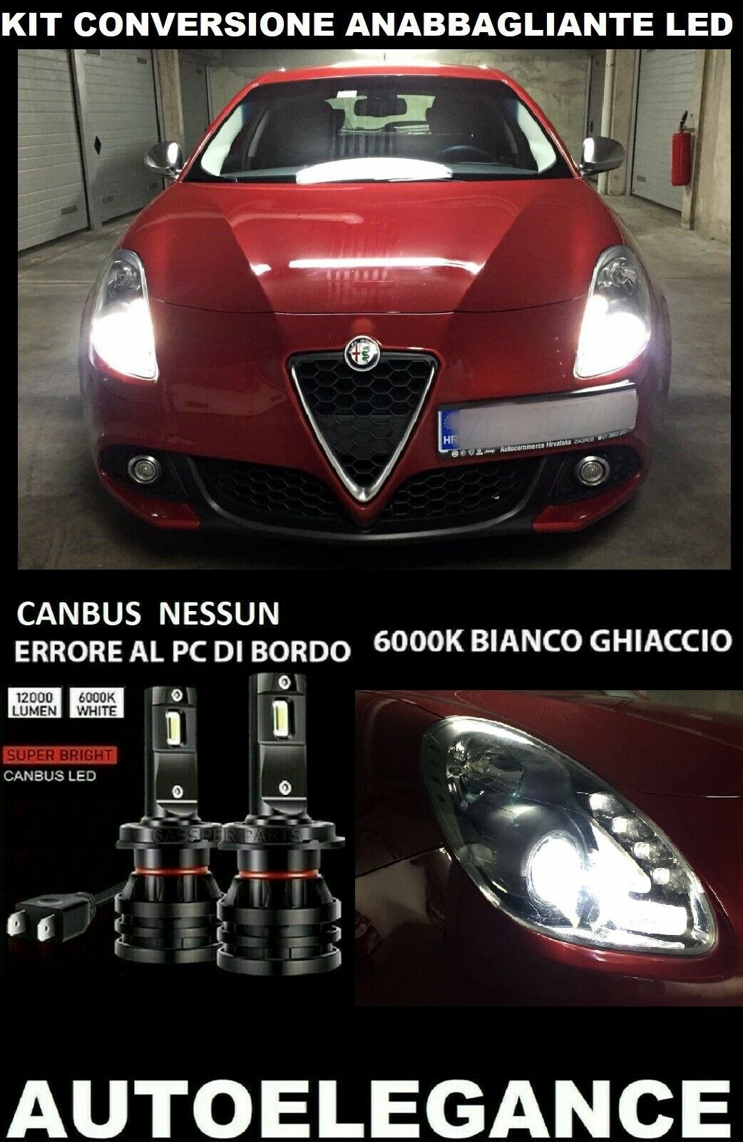ALFA ROMEO GIULIETTA ANABBAGLIANTE LED 16.000LM CAMBUS 0032 AUTOELEGANCERICAMBI