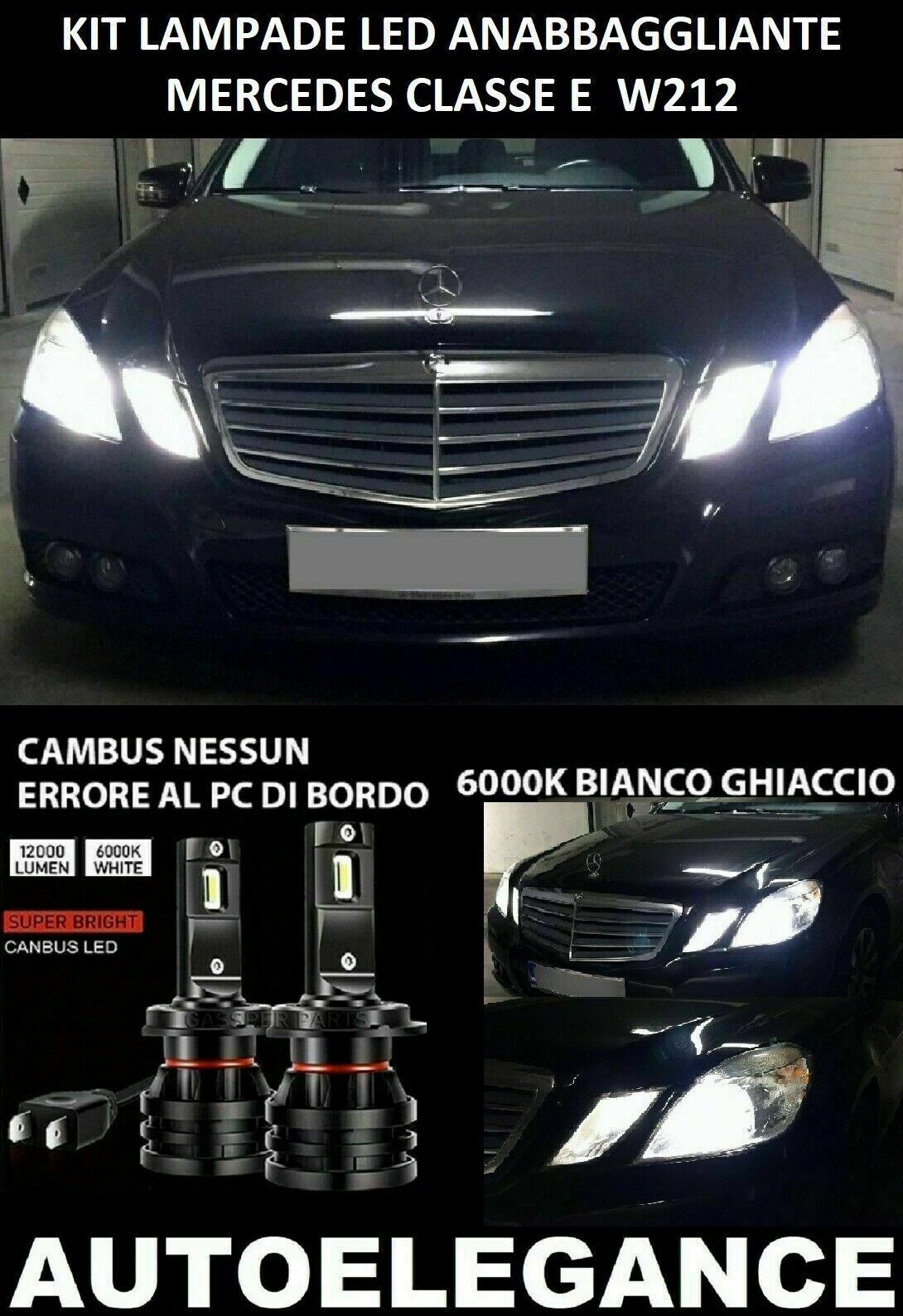 MERCEDES E-CLASS W212 LED LOW BEAM HEADLIGHTS 16.000LM CAMBUS NO ERROR - 0032
