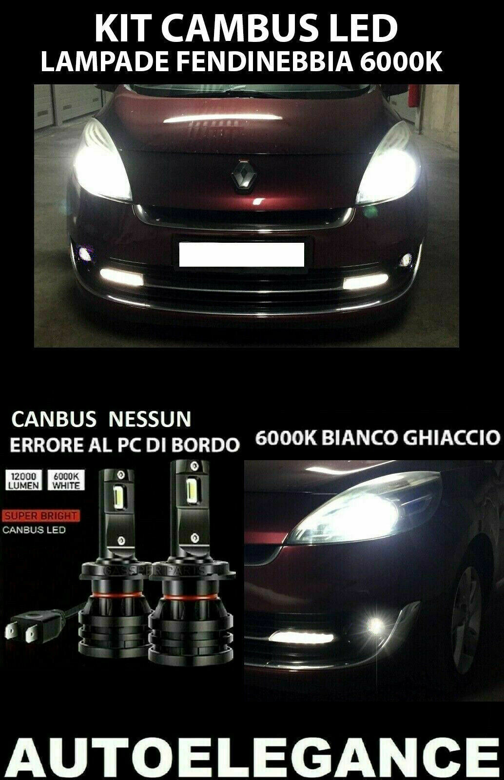 RENAULT SCENIC III LED FOG LIGHTS 10.000LM CAMBUS - AT 0032