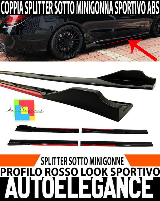 MERCEDES W213 W205 W204 SLK SL SPLITTER SOTTO MINIGONNE LATERALI SOTTOPORTA SPORTIVI ROSSO