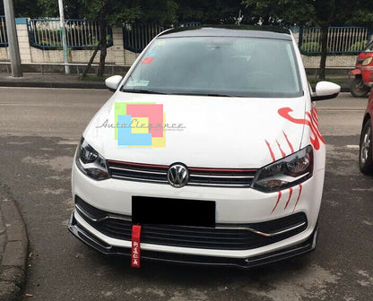 VW POLO 6R 6C LAMA SOTTO PARAURTI ANTERIORE IN ABS LOOK SPORTIVO NERO SPLITTER