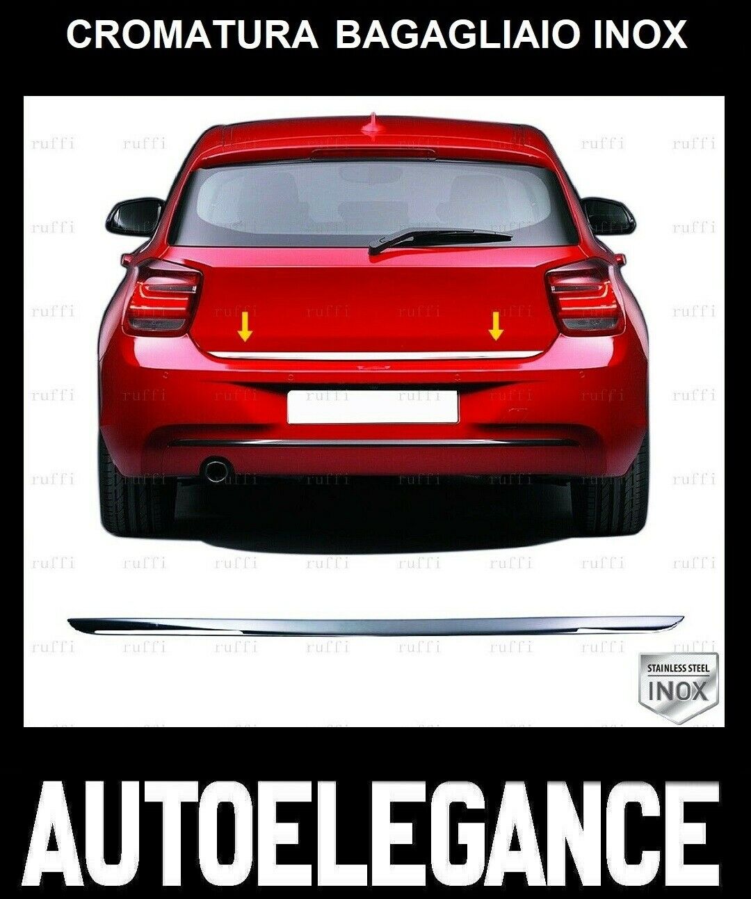 CROMATURA BAGAGLIAIO BMW Serie 1 F20 F21 2011-2019 ACCIAIO INOX ADESIVO 0032 AUTOELEGANCERICAMBI