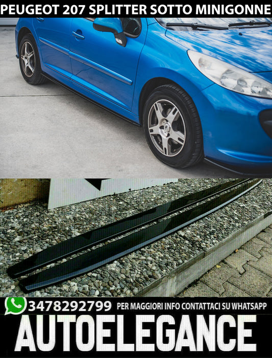 PEUGEOT 207 SPLITTER UNDER SIDE SKIRTS ABS GLOSSY BLACK 0070