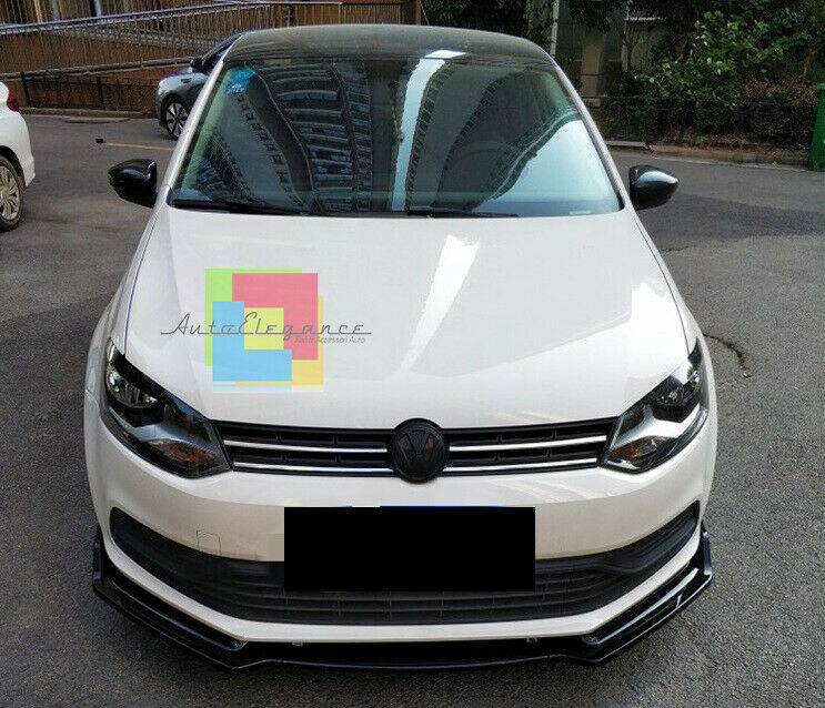 VW POLO 6R 6C LAMA SOTTO PARAURTI ANTERIORE IN ABS LOOK SPORTIVO NERO SPLITTER