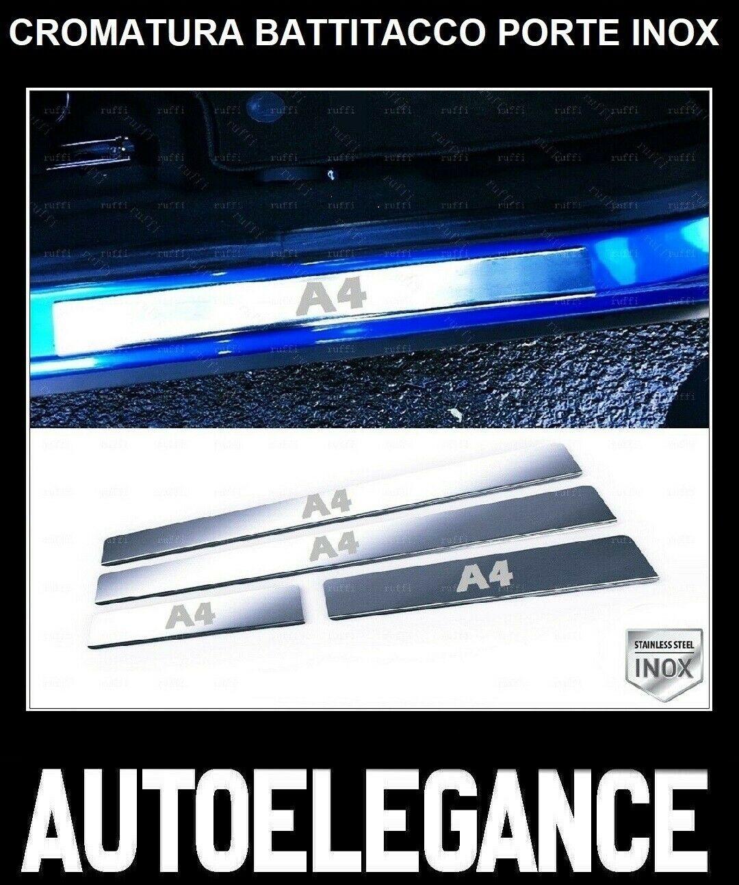 CROMATURA BATTITACCO PORTE AUDI A4 B9 2015+ ACCIAIO INOX ADESIVO 0032 AUTOELEGANCERICAMBI