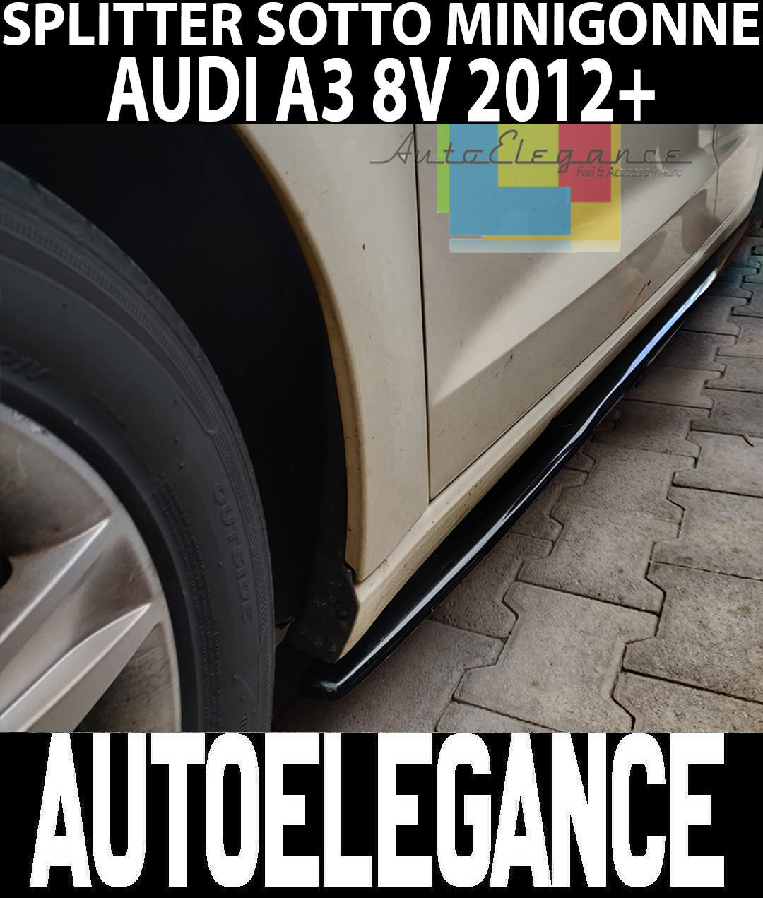 AUDI A3 8V BERLINA SPORTBACK SPLITTER SOTTO MINIGONNE ABS NERO AUTOELEGANCERICAMBI