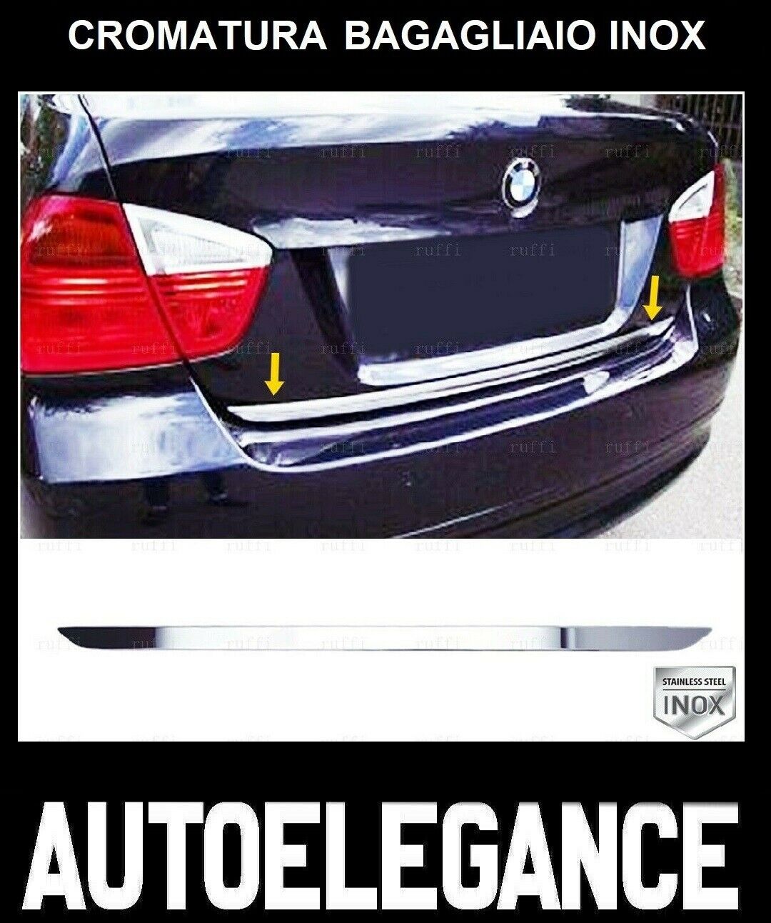 CROMATURA BAGAGLIAIO BMW Serie 3 E90 2004-2012 ACCIAIO INOX ADESIVO 0032 AUTOELEGANCERICAMBI