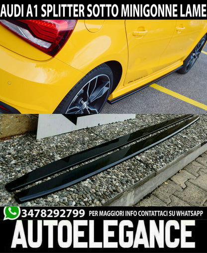 FLAPS UNDER SIDE SKIRTS AUDI A1 8X 2010-2018 ABS GLOSSY BLACK 0129