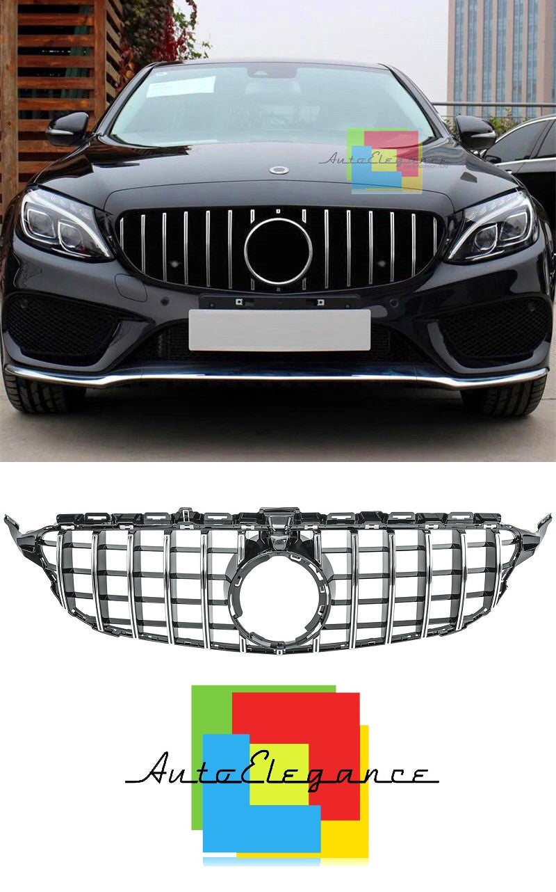 GRIGLIA MERCEDES CLASSE C W205 S205 2019+ LOOK GT CROMATA SENSORE PROSSIMITA' NEWS