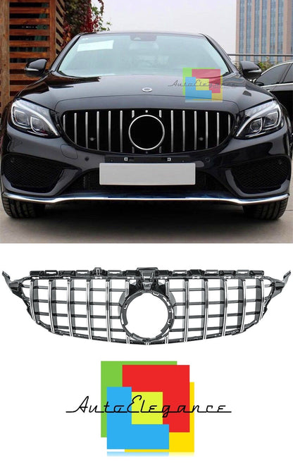 GRIGLIA MERCEDES CLASSE C W205 S205 2019+ LOOK GT CROMATA SENSORE PROSSIMITA' NEWS