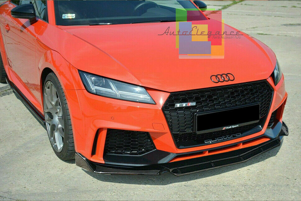 0217 AUDI TT FV 2015+ SPLITTER PARAURTI ANTERIORE NERO LUCIDO LOOK RS AUTOELEGANCERICAMBI